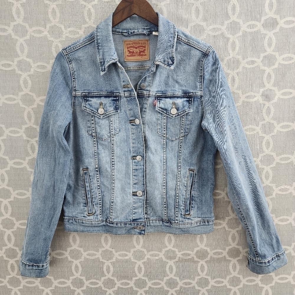 Levi's Jean Jacket Women's L Stretched Light Blue